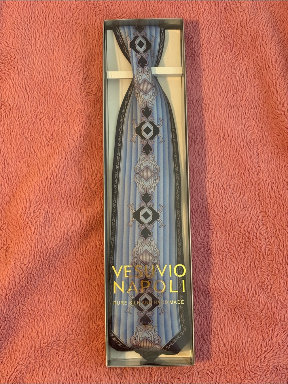Vesuvio Napoli Light Blue Decorative Silk Tie